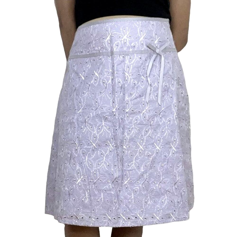 Bamboo Traders 100% Cotton Embroidered Eyelet Retro Knee Length Skirt 14
